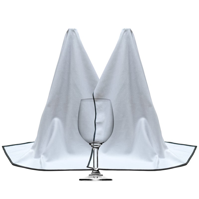 POLYTE Professional Microfiber Wine Glass Fine Polishing Cloth (18x28, 2 Pack, White/Black) - Image 1